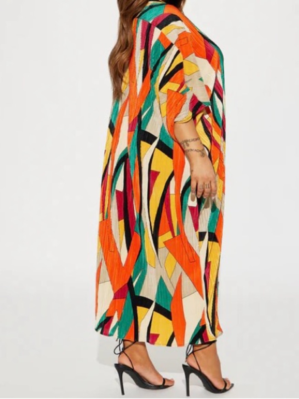 Colorful Abstract Maxi Kimono - Multicolor